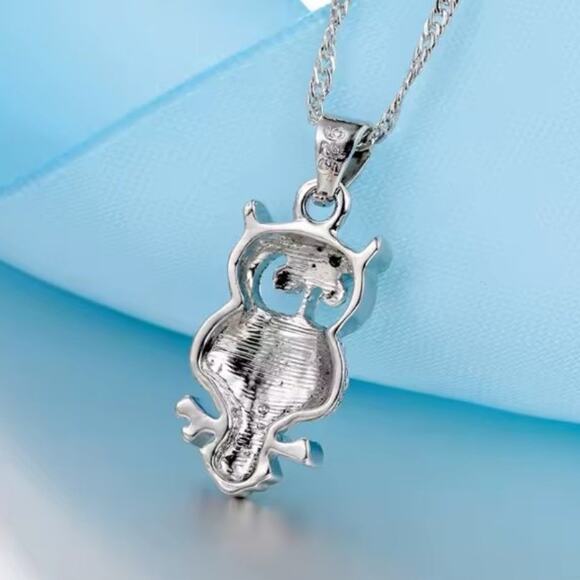 Women's 925 Silver Owls Necklace & Earring Set CZ Diamonds Valentine's Birthday - Picture 4 of 5